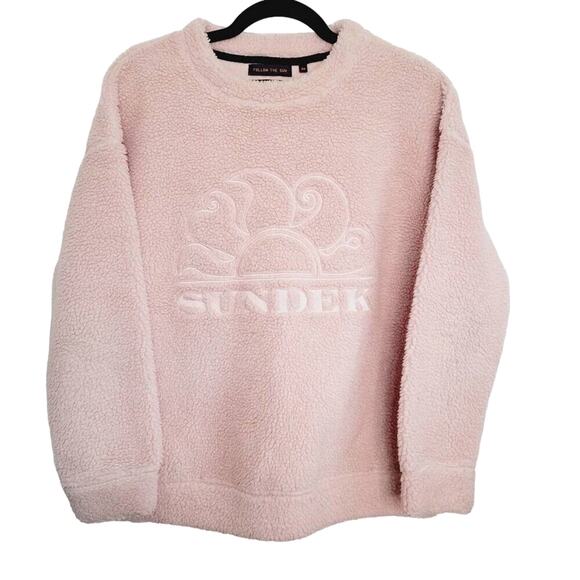 Sunder Sherpa Sweatshirt Womens Size X-Small Light Pink Crewneck Athleisure Boho - Picture 1 of 7